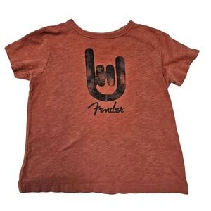 Fender x Lucky Brand‎ Toddler T-Shirt 2T Rock & Roll Hand Gesture Rust Red
